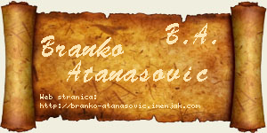 Branko Atanasović vizit kartica